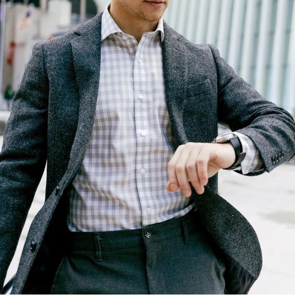 Twillory- Trendsetter- Performance Grey White Gingham- 15.5- M - 32.33 - Picture 3 of 4